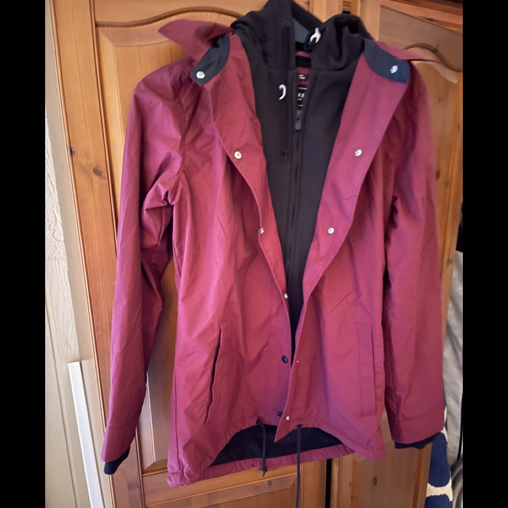Burgundy warm lined rain jacket
